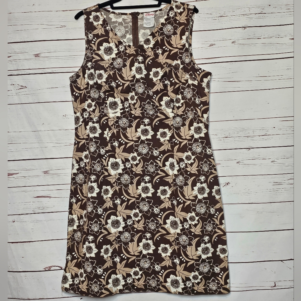 Disney Mickey's Brown Tropical Floral Midi Dress - Picture 8 of 12